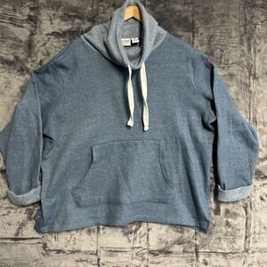 Country Store Top Women 2X Blue Fleece Lined Turtleneck Cuffed Sleeve Pocket‎